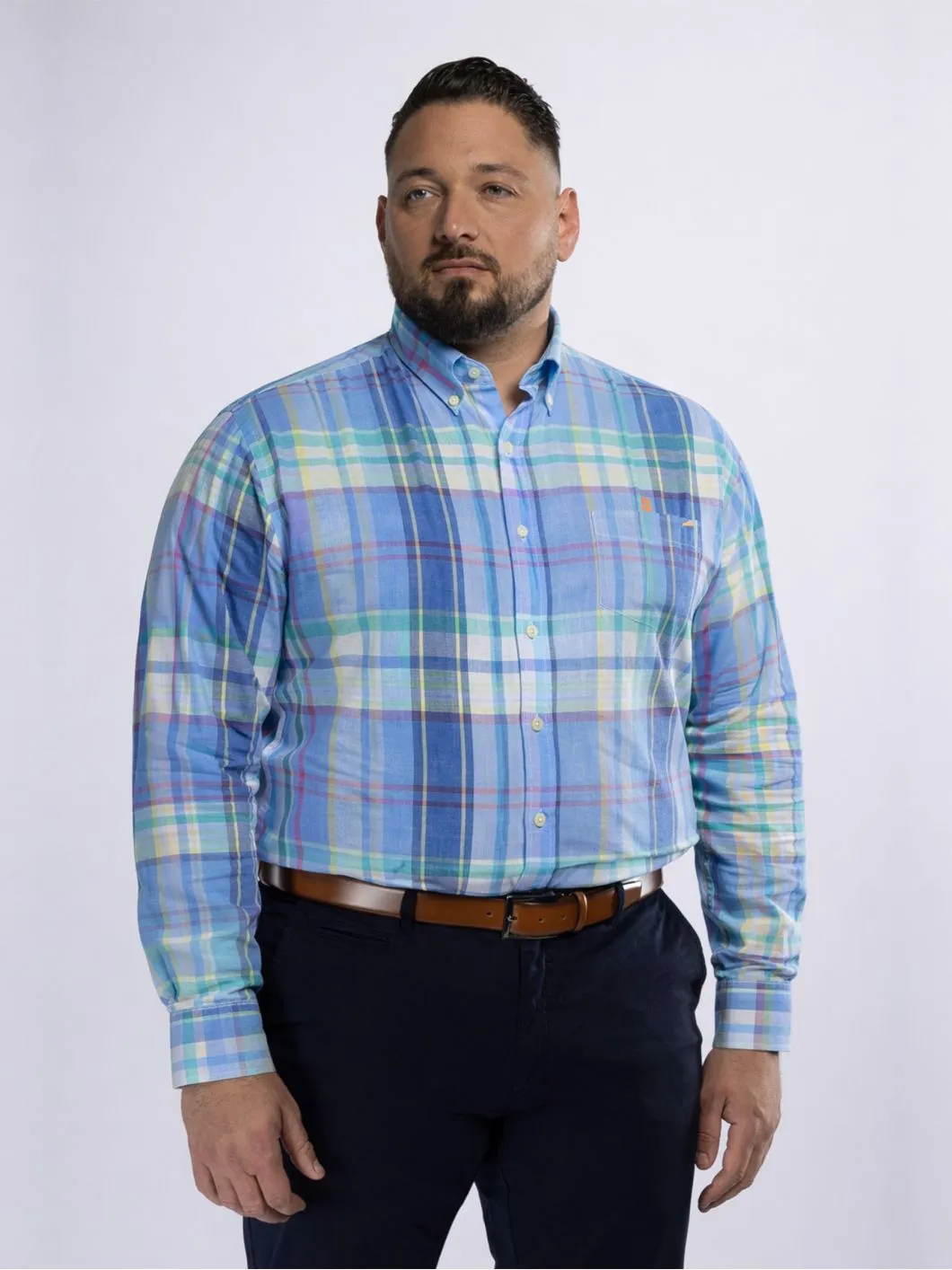 Chemise en Lin à Carreaux Grande Taille